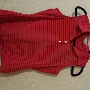 Nike Sleeveless Golf Polo Pink and Blue Striped